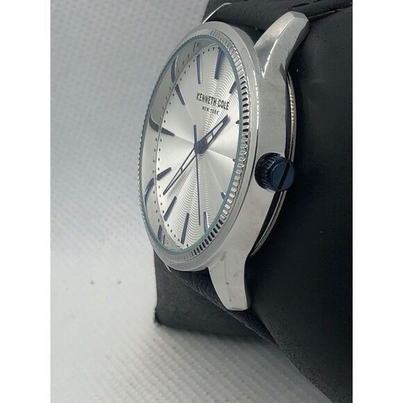 Kenneth Cole KC50877001 Unisex Leather Analog Silver Dial Quartz Watch OL134 - Picture 2 of 9